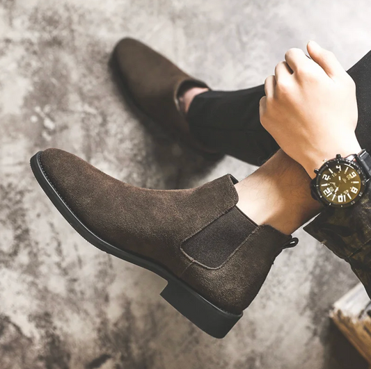 Cesare Montavani Suede Elevator Chelsea Boots with Arch Support (Height Increase 6cm/8cm)